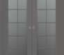 Avon 10 Lite Vetro Gray Matte Modern Interior Double Pocket Doors by Belldinni