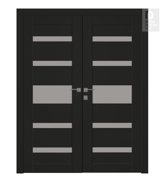 Gina Vetro Black Matte Modern Interior Double Swing Doors by Belldinni