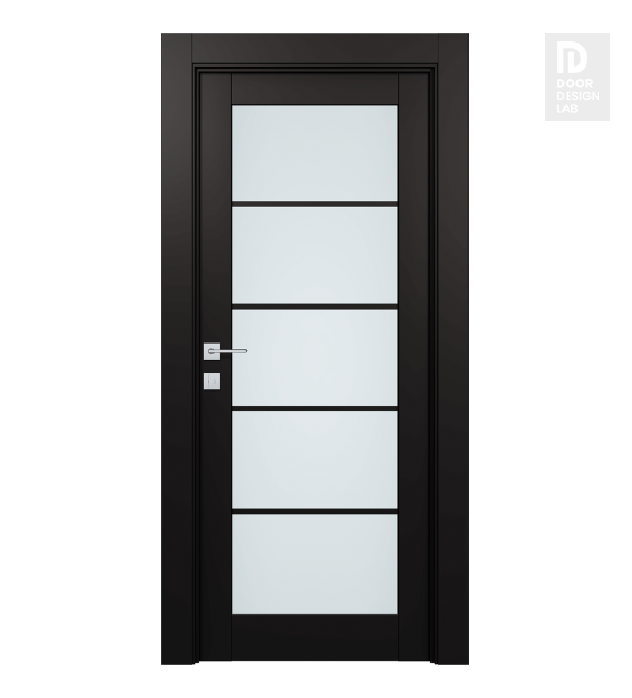Avon 5 Lite Vetro Black Matte Modern Interior Door by Belldinni