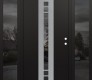 Modern Steel Front Door DIAMOND A4 68" X 80" BLACK/BLACK MIRRORED GLASS PANEL STAINLESS STEEL LHI WITH 2 SIDELITES MIRRORED GLASS
