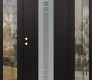 Modern Steel Front Door DIAMOND A4 68" X 80" BLACK/WHITE FROSTED GLASS PANEL STAINLESS STEEL RHI WITH 2 SIDELITES CLEAR GLASS