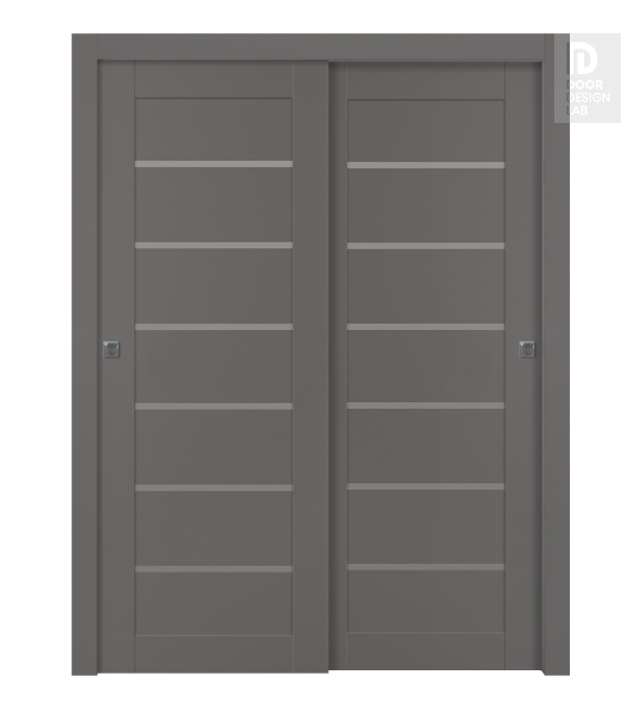 Avon 07-02 Vetro Gray Matte Modern Interior Bypass Doors by Belldinni