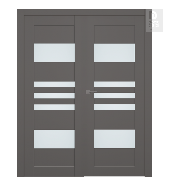 Leti Vetro Gray Matte Modern Interior Double Swing Doors by Belldinni