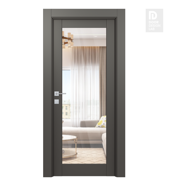 Avon 207 Clear Vetro Gray Matte Modern Interior Door by Belldinni