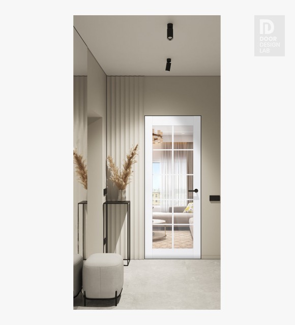 Palladio 10 Lite Clear Vetro Bianco Noble Modern Interior Frameless Door by Belldinni