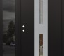 Modern Steel Front Door DIAMOND A6 48" X 80" BLACK/BLACK CLEAR GLASS PANEL STAINLESS STEEL RHI WITH SIDELITE MIRRORED GLASS