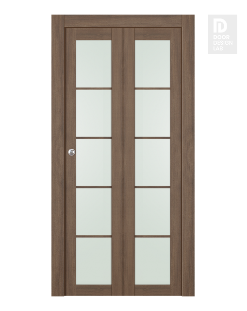 Avon 5 Lite Vetro Pecan Nutwood Modern Interior Bifold Doors by Belldinni