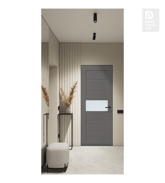 Edna Vetro Gray Matte Modern Interior Frameless Door by Belldinni