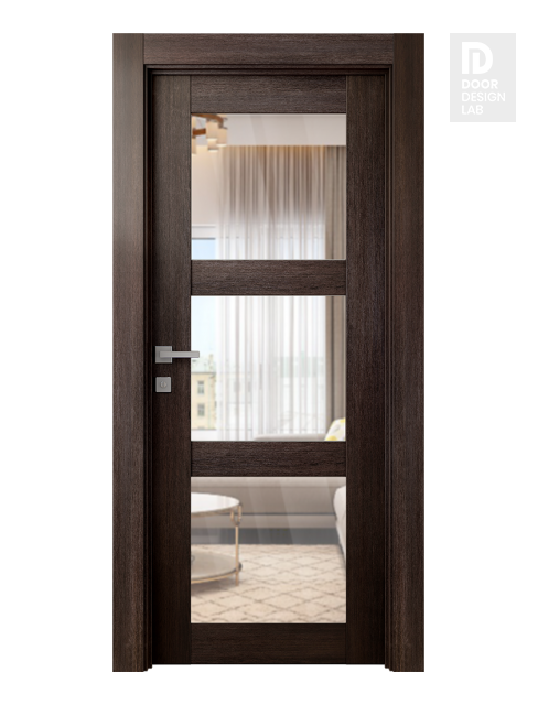 Avon 3 Lite Clear Vetro Veralinga Oak Modern Interior Door by Belldinni