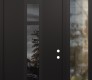 Modern Steel Front Door DIAMOND A9 50" X 96" BLACK/BLACK MIRRORED GLASS PANEL BLACK LHI WITH SIDELITE AND TRANSOM CLEAR GLASS