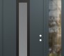Modern Steel Front Door DIAMOND A1 50" X 96" ANTHRACITE/ANTHRACITE FROSTED GLASS PANEL BLACK LHI WITH SIDELITE AND TRANSOM CLEAR GLASS