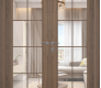 Avon 8 Lite Clear Vetro Pecan Nutwood Modern Interior Double Swing Doors by Belldinni