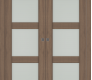 Avon 3 Lite Vetro Pecan Nutwood Modern Interior Double Pocket Doors by Belldinni