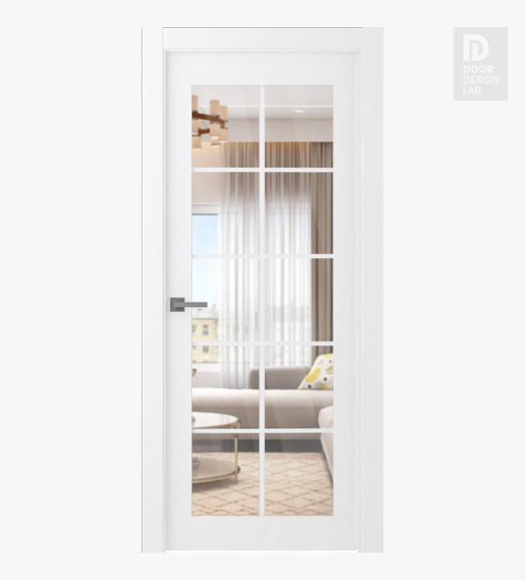 Palladio 10 Lite Clear Vetro Bianco Noble Modern Interior Door by Belldinni
