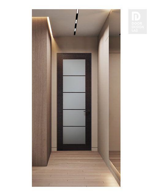 Avanti 5 Lite Vetro Black Apricot Modern Interior Frameless Door by Belldinni