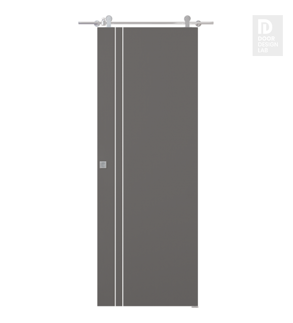 Optima 2V Gray Matte Modern Interior Barn Door by Belldinni