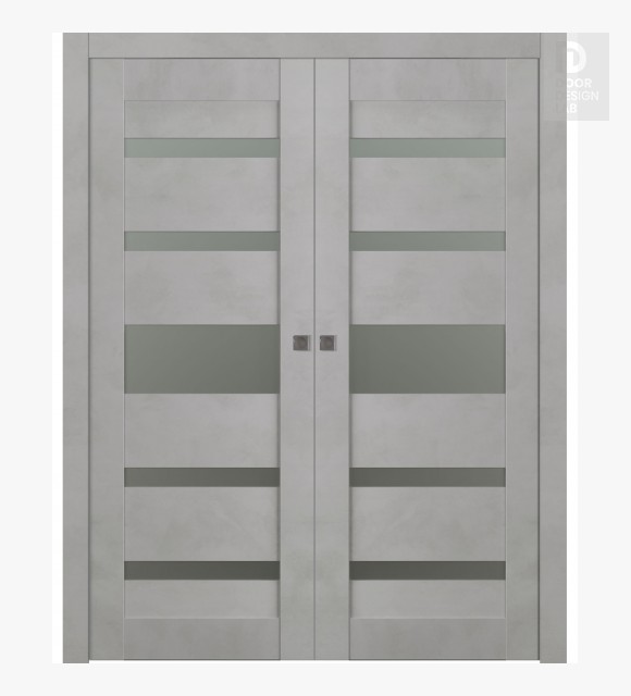 Avon 07-05 Vetro Light Urban Modern Interior Double Pocket Doors by Belldinni