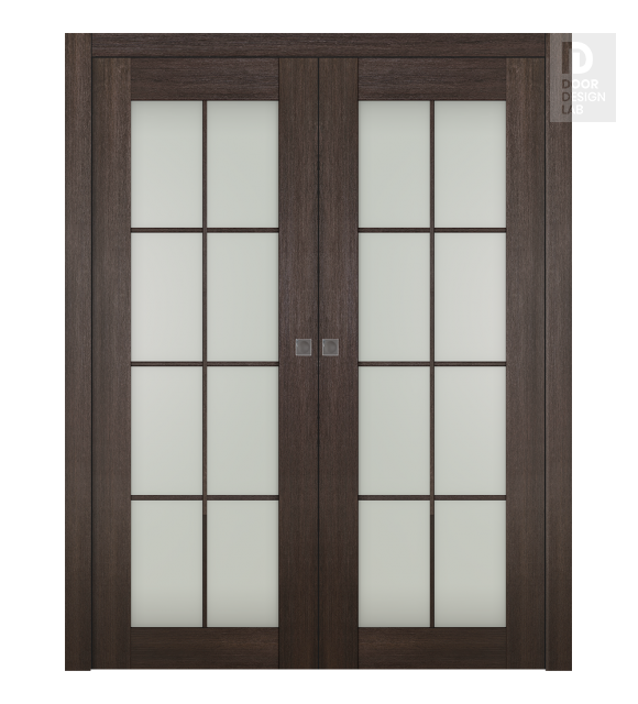 Avon 8 Lite Vetro Veralinga Oak Modern Interior Double Pocket Doors by Belldinni
