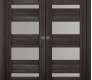 Mirella Vetro Gray Oak Modern Interior Double Pocket Doors by Belldinni
