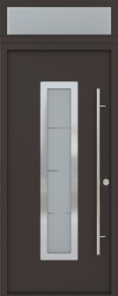 MODERN FRONT STEEL DOOR ARGOS BROWN/WHITE 37 7/16" X 95 11/16" LHI + TRANSOM