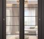 Avon 5 Lite Clear Vetro Veralinga Oak Modern Interior Bypass Doors by Belldinni