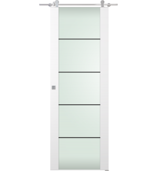 Smart Pro H3g 4H Black Strips Vetro Polar White Barn doors