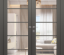 Avon 5 Lite Clear Vetro Gray Matte Modern Interior Double Swing Doors by Belldinni