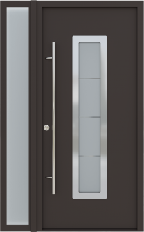 MODERN FRONT STEEL DOOR ARGOS BROWN/WHITE 49 1/4" X 81 11/16" RHI + SIDELITE LEFT
