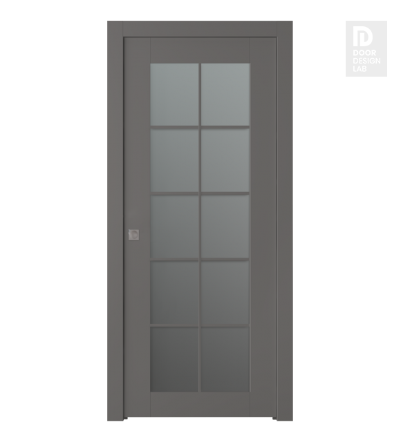 Avon 10 Lite Vetro Gray Matte Modern Interior Pocket Door by Belldinni