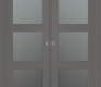 Avon 3 Lite Vetro Gray Matte Modern Interior Double Pocket Doors by Belldinni