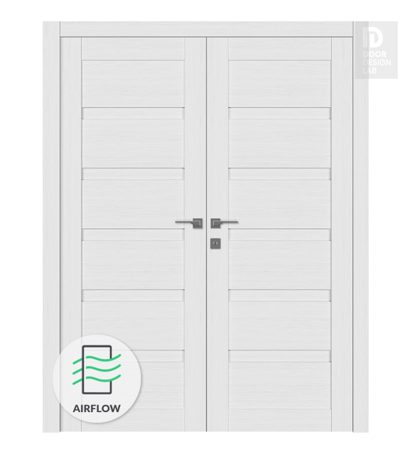 Louver Bianco Noble Modern Interior Double Swing Doors by Belldinni