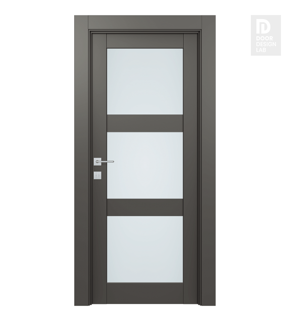 Avon 3 Lite Vetro Gray Matte Modern Interior Door by Belldinni