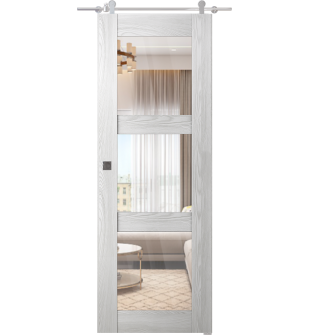 Avon 3 Lite Clear Vetro Ribeira Ash Barn doors