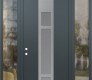 Modern Steel Front Door DIAMOND A9 64" X 96" ANTHRACITE/ANTHRACITE FROSTED GLASS PANEL STAINLESS STEEL RHI WITH 2 SIDELITES AND TRANSOM CLEAR GLASS