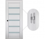 RTA RIGHT HAND PREHUNG CONCEALED DOOR SLAB LEORA VETRO BIANCO NOBLE 18" X 80" X 1 9/16" FROSTED GLASS