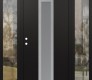 Modern Steel Front Door DIAMOND A1 60" X 80" BLACK/WHITE FROSTED GLASS PANEL STAINLESS STEEL RHI WITH 2 SIDELITES CLEAR GLASS