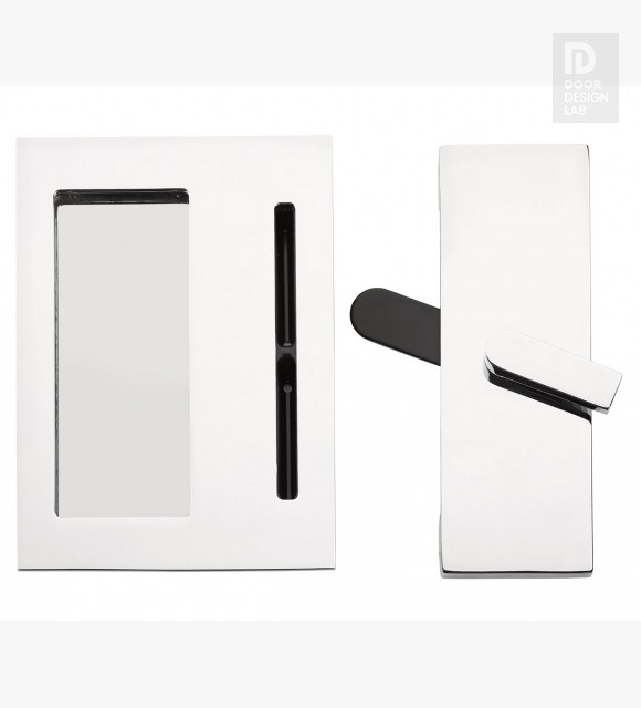 Modern Steel Front Door EMTEK BARN PRIVACY LOCK WITH FLUSH PULL PRIVACY POLISHED CHROME (US26) 222202