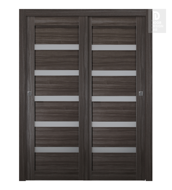 Leora Vetro Gray Oak Modern Interior Bypass Doors by Belldinni