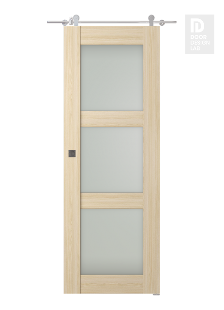 Avon 3 Lite Vetro Loire Ash Modern Interior Barn Door by Belldinni