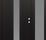 Modern Steel Front Door DIAMOND A1 50" X 80" BLACK/WHITE FROSTED GLASS PANEL BLACK LHI WITH SIDELITE FROSTED GLASS