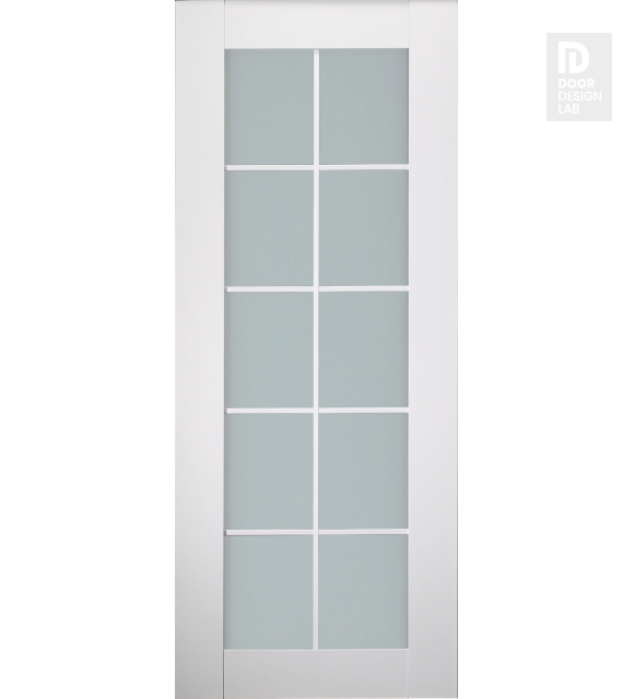 Modern Interior DOOR SLAB SMART PRO 10 LITE VETRO POLAR WHITE 18" X 84" X 1 3/4" TEMPERED FROSTED GLASS