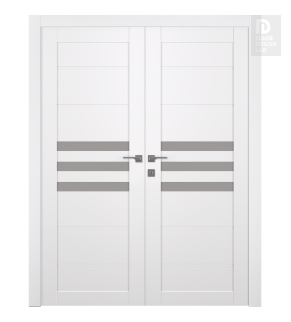 Dome Vetro Snow White Modern Interior Double Swing Doors by Belldinni