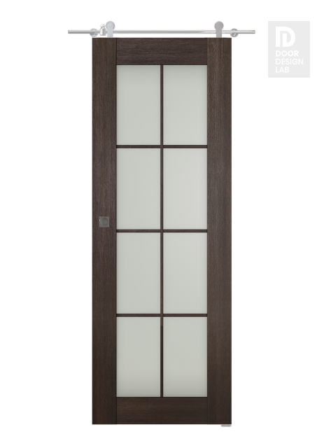 Avon 8 Lite Vetro Veralinga Oak Modern Interior Barn Door by Belldinni