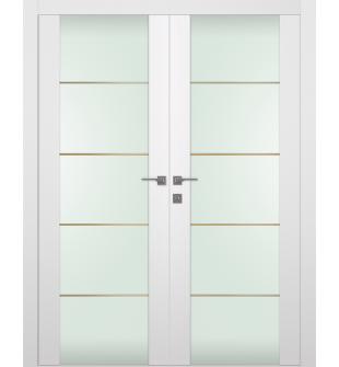 Palladio 202 4H Gold Strips Vetro Bianco Noble Double doors