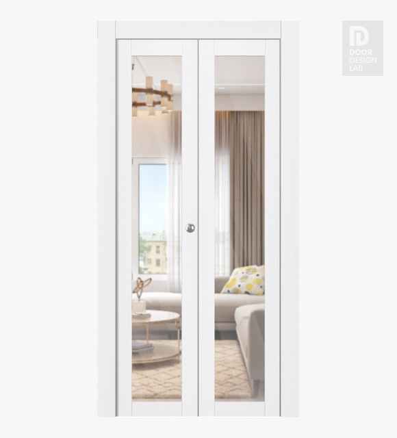 Palladio 207 Clear Vetro Bianco Noble Modern Interior Bifold Doors by Belldinni