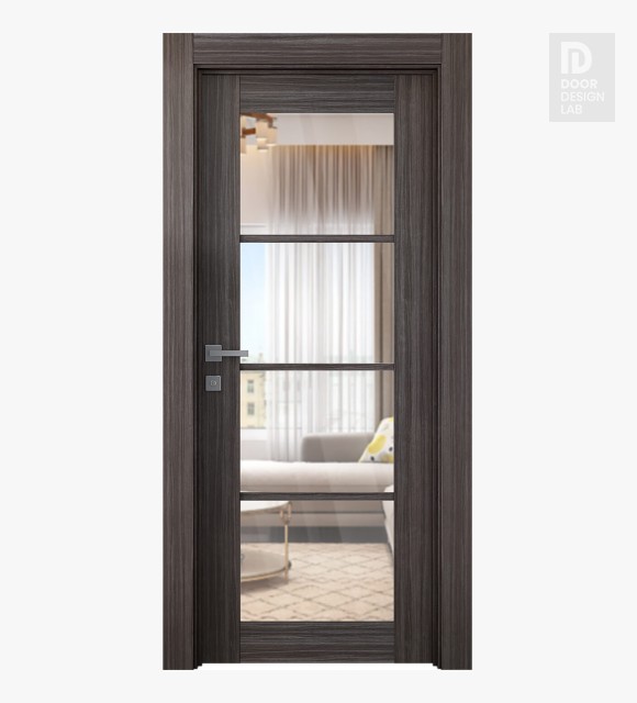 Palladio 4 Lite Clear Vetro Gray Oak Modern Interior Door by Belldinni