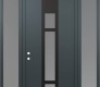Modern Steel Front Door DIAMOND A9 68" X 96" ANTHRACITE/ANTHRACITE FROSTED GLASS PANEL BLACK RHI WITH 2 SIDELITES AND TRANSOM FROSTED GLASS