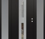 Modern Steel Front Door DIAMOND A6 68" X 80" BLACK/BLACK CLEAR GLASS PANEL STAINLESS STEEL LHI WITH 2 SIDELITES FROSTED GLASS