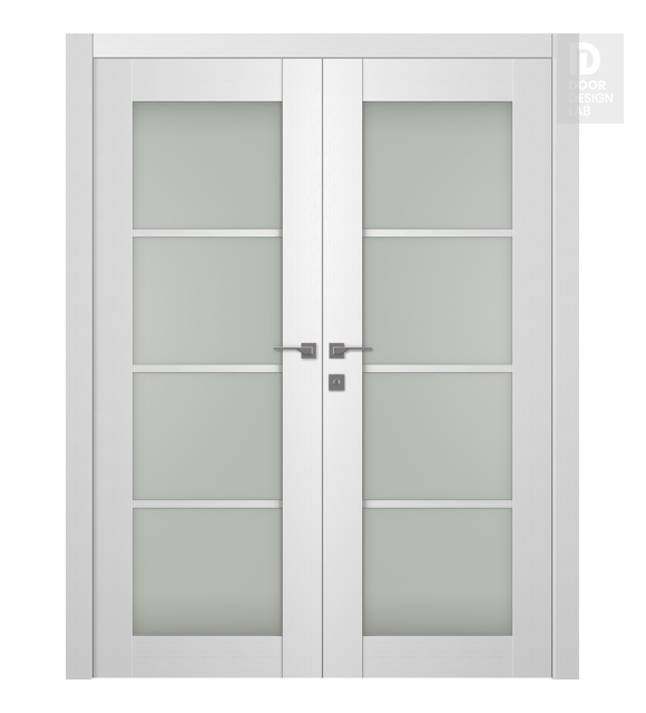 Palladio 4 Lite Vetro Bianco Noble Modern Interior Double Swing Doors by Belldinni