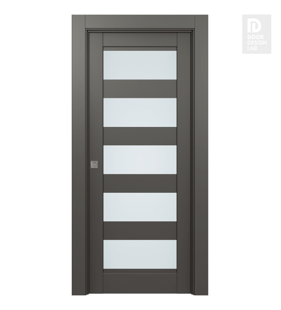 Avon 07-07 Vetro Gray Matte Modern Interior Pocket Door by Belldinni